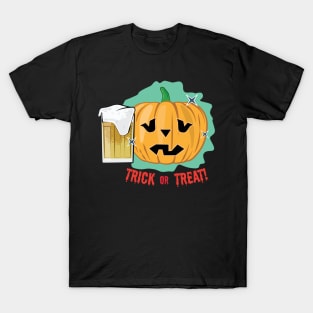Drinking Halloween Pumpkin - Funny T-Shirt